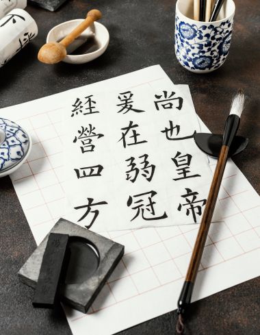 high-angle-chinese-ink-elements-composition